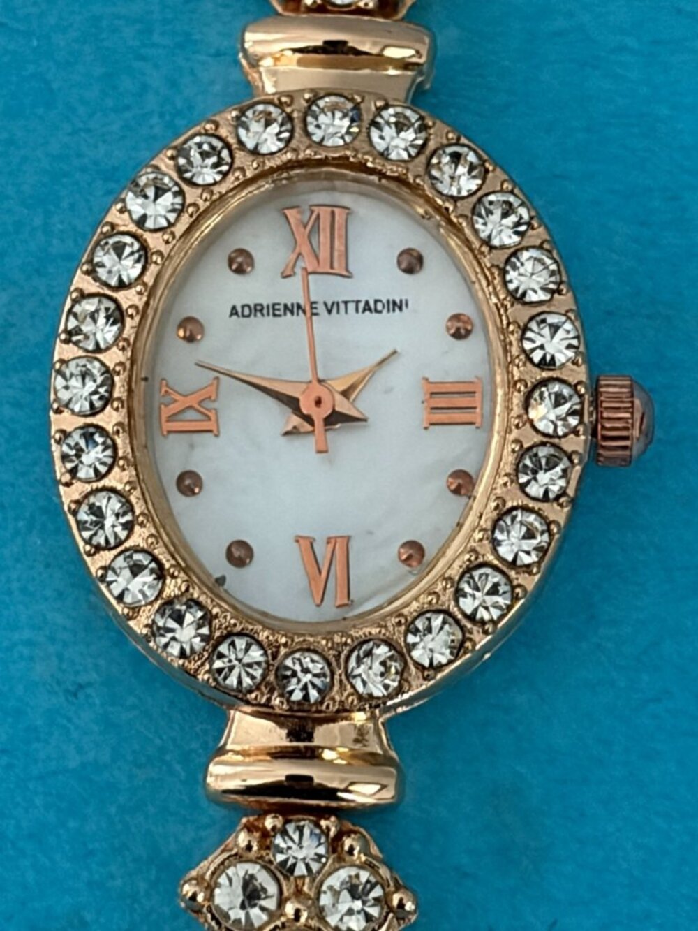 Adrienne Vittadini Womens Watch 20mm Gold Tone Crystal Bracelet Dress